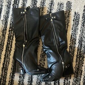 Sleek Black Over the Knee Boots with Block Heel